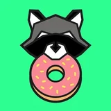 Donut County app icon: a raccoon behind a pink donut